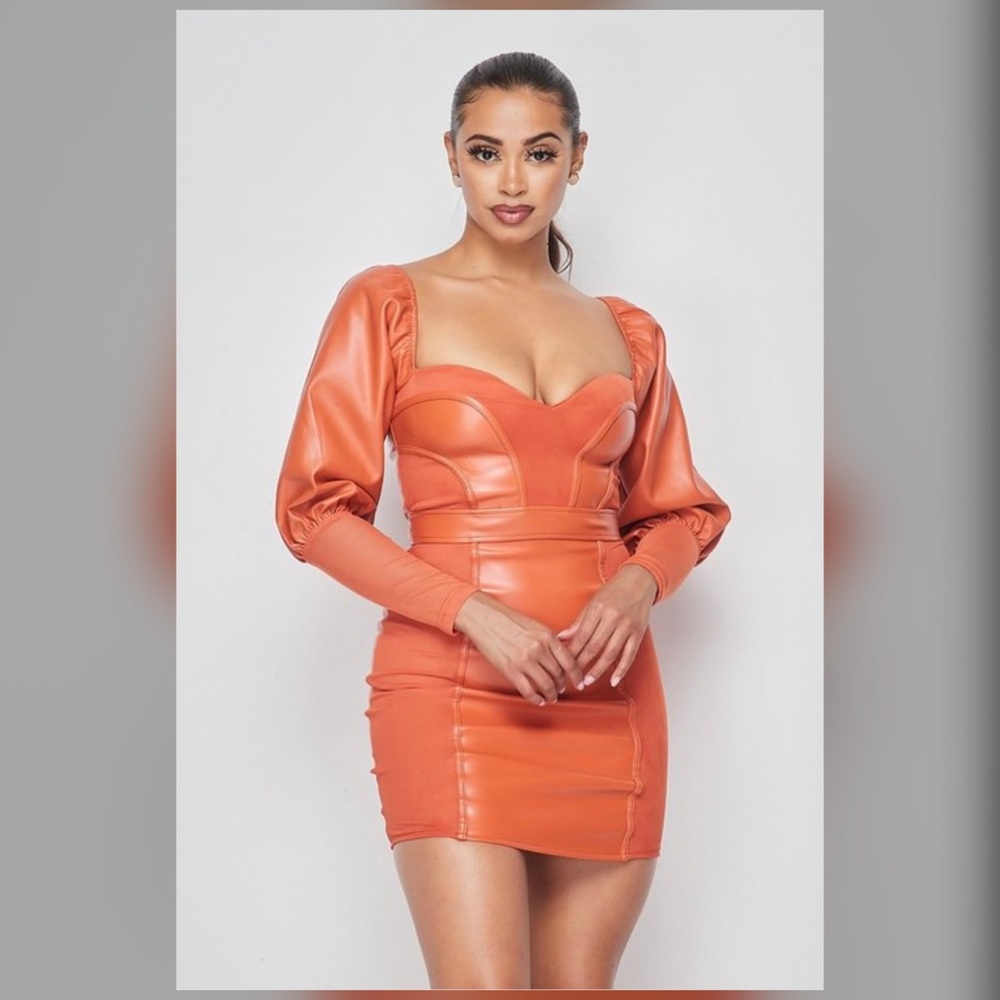Pu leather bodycon dress